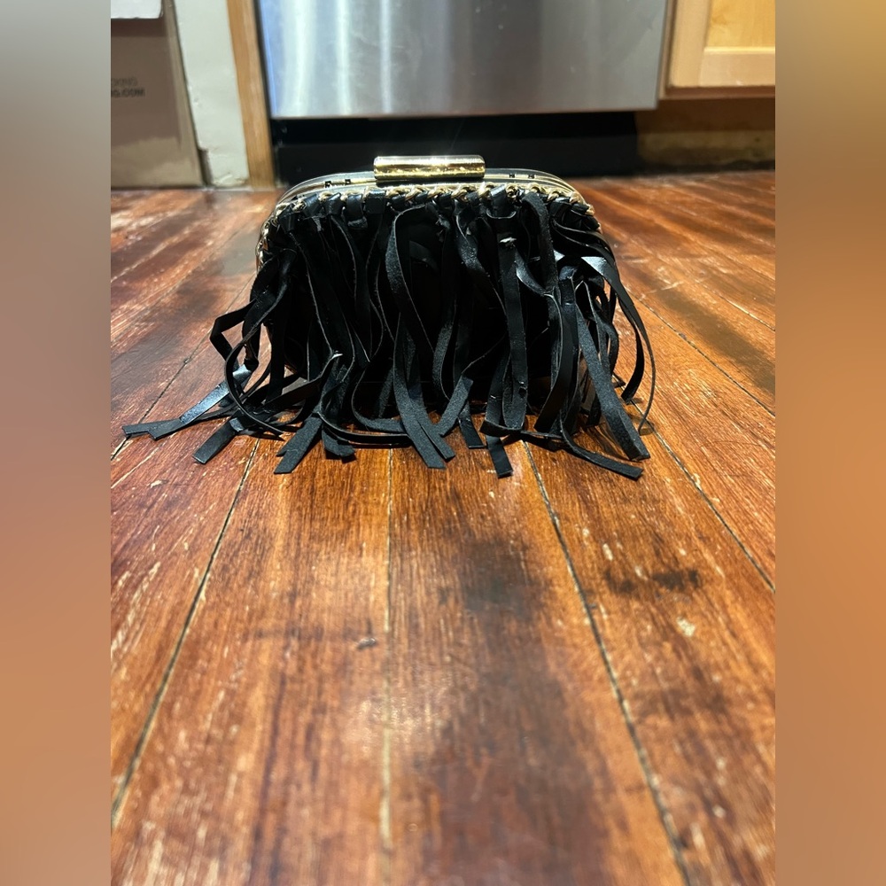 ALDO Black Fringe Clutch